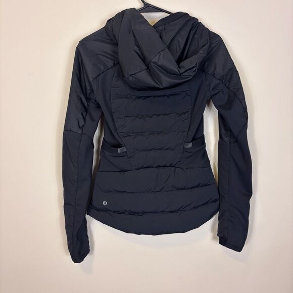 Lululemon Down For It All Black Nylon Hooded Zip Up Puffer Jacket Size 4 - Picture 2 of 11